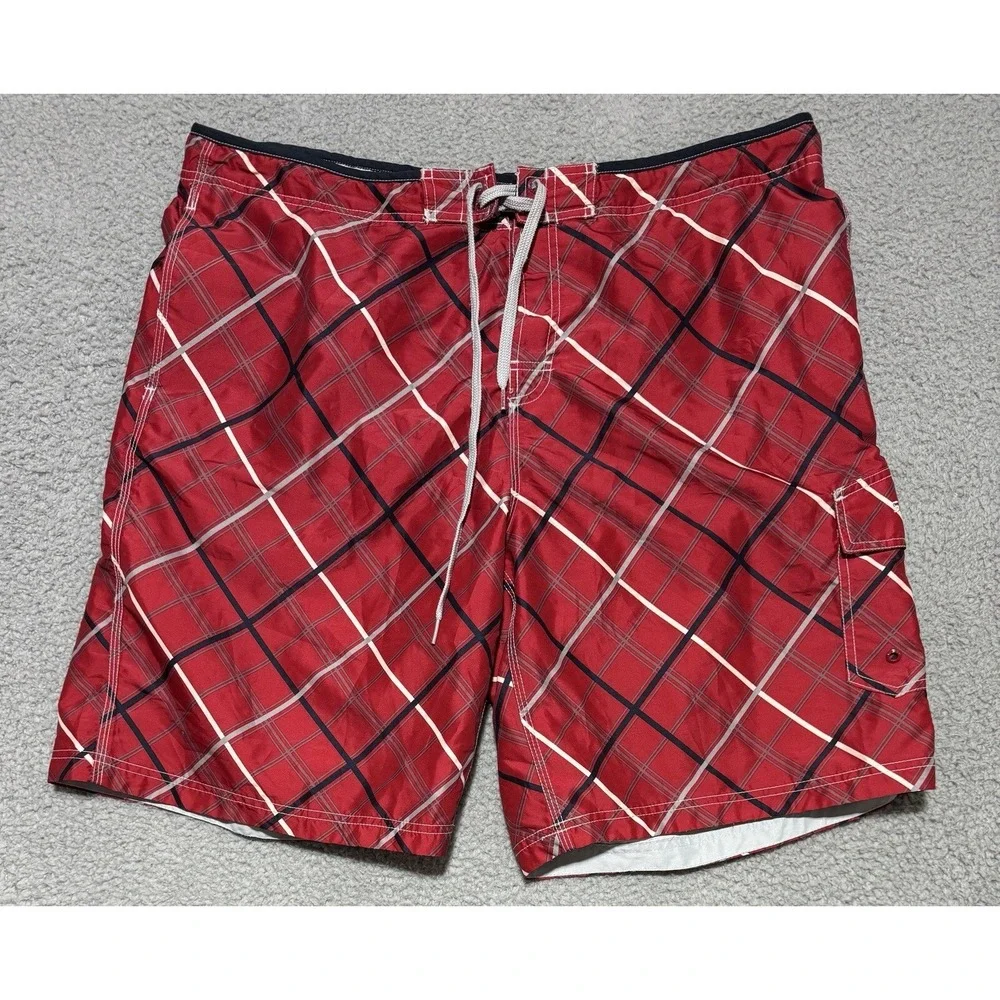 Speedo Swimwear Board Shorts Drawstring Mens XL Red Side Pocket 10